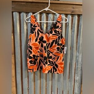 Orange and Black Print Tank NWT